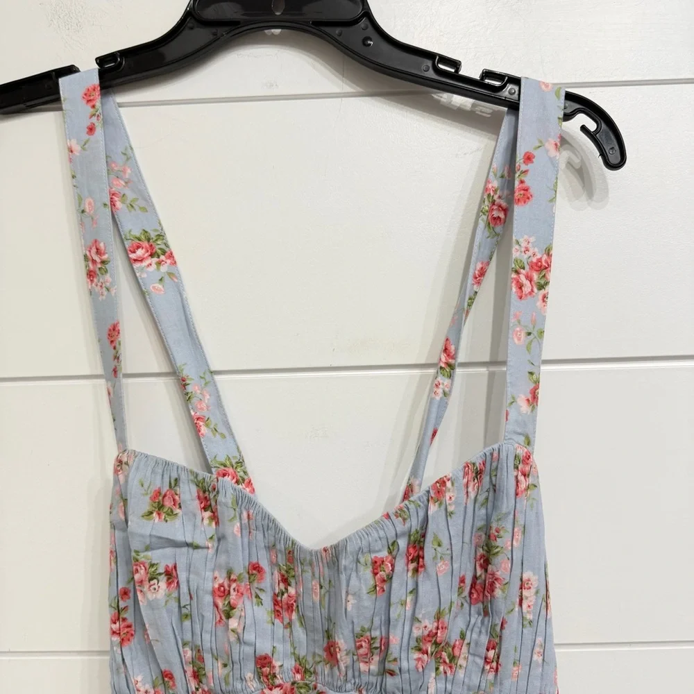 Abercrombie & Fitch Light Blue Floral Tiered Maxi Dress